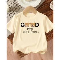 Camiseta Algodão Estampada Infantil Feminina Good Things Are Coming Yursos 336 Dia das Crianças Fest Camiseta Algodão Estampada Infantil Feminina Good Things Are Coming Yursos 336 Dia das Crianças Fest