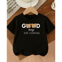 Camiseta Algodão Estampada Infantil Feminina Good Things Are Coming Yursos 336 Dia das Crianças Fest Camiseta Algodão Estampada Infantil Feminina Good Things Are Coming Yursos 336 Dia das Crianças Fest