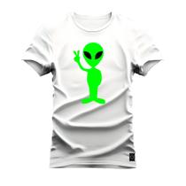 Camiseta Algodão Estampada Moda StreetWear Alien Verde