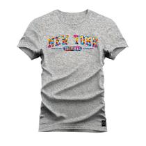 Camiseta Algodão Estampada Moda StreetWear Nova York Colorida