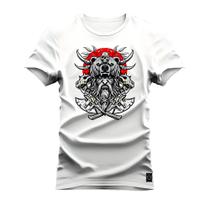 Camiseta Algodão Estampada Moda StreetWear Viking Feroz