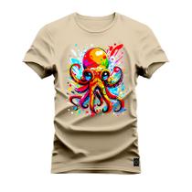 Camiseta Algodão Estampada Premium Polvo Aquarela