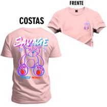 Camiseta Algodão Estampada Premium Savage Frente Costas