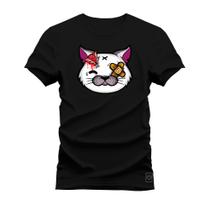 Camiseta Algodão Estampada Unissex Nexstar Varias Cores Gato Machucado