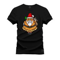 Camiseta Algodão Estampada Unissex Nexstar Varias Cores Papai Noel Pizza