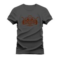 Camiseta Algodão Estampada Unissex T-Shirt Confortável Chapeu Rodeio