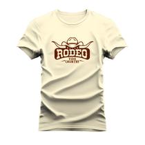 Camiseta Algodão Estampada Unissex T-Shirt Confortável Chapeu Rodeio