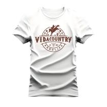 Camiseta Algodão Estampada Unissex T-Shirt Confortável Peão Agro Life - Vida Country