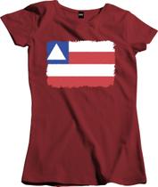 Camiseta Algodão Feminina Bandeira Estado do Bahia Aquarela