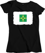 Camiseta Algodão Feminina Bandeira Estado do Distrito Federal Aquarela