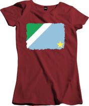 Camiseta Algodão Feminina Bandeira Estado do Mato Grosso do Sul Aquarela