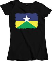 Camiseta Algodão Feminina Bandeira Estado do Rondônia Aquarela