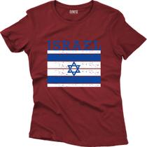 Camiseta Algodão Feminina Bandeira Estilo Vintage Israel