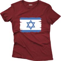 Camiseta Algodão Feminina Bandeira Israel Vintage