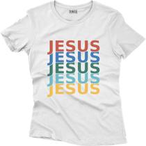 Camiseta Algodão Feminina Cristã Jesus Cores Vintage