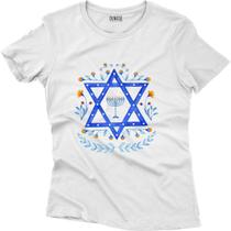 Camiseta Algodão Feminina Estrela Davi Simbolo Judaico Israel