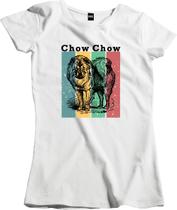 Camiseta Algodão Feminina Vintage Pet Cachorro Chow Chow