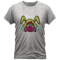 Camiseta Algodão Feminino Masculino Manga Curta Estampada Coelho Máscara