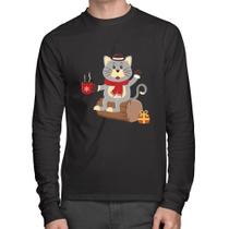Camiseta Algodão Gatinho Simpático Manga Longa - Foca na Moda