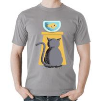 Camiseta Algodão Gato e Aquário - Foca na Moda