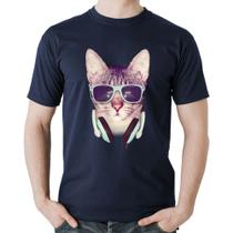 Camiseta Algodão Gato Headphone - Foca na Moda