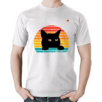 Camiseta Algodão Gato Vintage Sunset - Foca na Moda