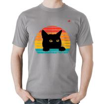 Camiseta Algodão Gato Vintage Sunset - Foca na Moda