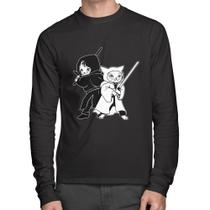 Camiseta Algodão Gatos Jedi Manga Longa - Foca na Moda Camiseta Algodão Gatos Jedi Manga Longa - Foca na Moda