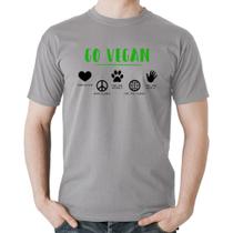 Camiseta Algodão Go Vegan Símbolos - Foca na Moda