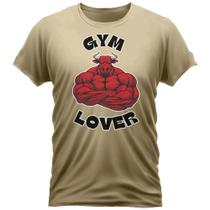Camiseta Algodão Gola Redonda Feminino Masculino Manga Curta Estampada Gym Lover