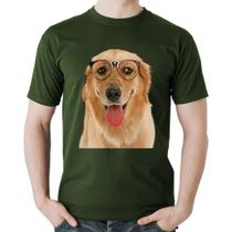 Camiseta Algodão Golden Retriever de Óculos - Foca na Moda