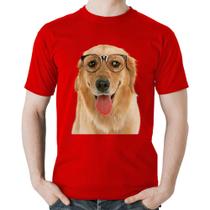 Camiseta Algodão Golden Retriever de Óculos - Foca na Moda