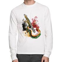 Camiseta Algodão Guitarra Reggae Manga Longa - Foca na Moda Camiseta Algodão Guitarra Reggae Manga Longa - Foca na Moda