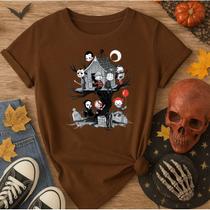 Camiseta Algodão Halloween Estampa Casa da Árvore Halloween 163 Monstros Arrepios Dia das Bruxas