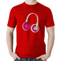 Camiseta Algodão Headphone Rosa - Foca na Moda