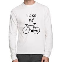 Camiseta Algodão I Like My Bike Manga Longa - Foca na Moda