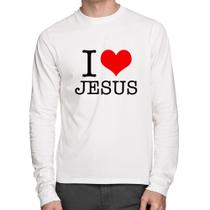 Camiseta Algodão I Love Jesus Manga Longa - Foca na Moda Camiseta Algodão I Love Jesus Manga Longa - Foca na Moda