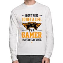 Camiseta Algodão I'm a gamer, I have lots of lives Manga Longa - Foca na Moda