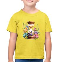 Camiseta Algodão Infantil Ampulheta Floral - Foca na Moda