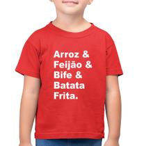 Camiseta Algodão Infantil Arroz & Feijão & Bife & Batata Frita - Foca na Moda