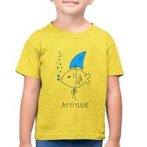 Camiseta Algodão Infantil Atitude Peixe Tubarão - Foca na Moda