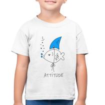 Camiseta Algodão Infantil Atitude Peixe Tubarão - Foca na Moda