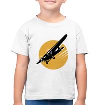 Camiseta Algodão Infantil Avião Bimotor - Foca na Moda
