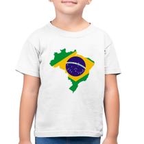 Camiseta Algodão Infantil Bandeira Brasil Mapa - Foca na Moda