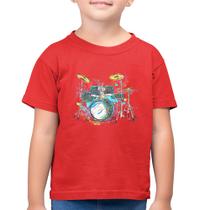 Camiseta Algodão Infantil Bateria Arte - Foca na Moda