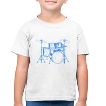 Camiseta Algodão Infantil Bateria Música (azul) - Foca na Moda