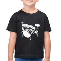 Camiseta Algodão Infantil Bateria Música Baterista - Foca na Moda