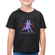 Camiseta Algodão Infantil Batimentos Cardíacos Corrida - Foca na Moda