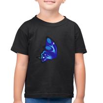 Camiseta Algodão Infantil Borboleta Azul - Foca na Moda