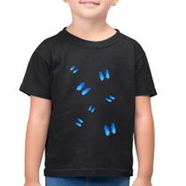 Camiseta Algodão Infantil Borboletas Azuis - Foca na Moda